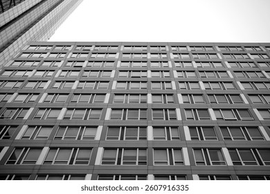 Grid Pattern on Gray Facade of Office Building (Philadelphia, Pennsylvania, USA)
