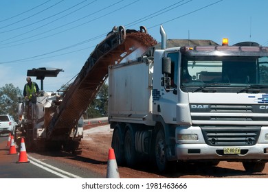 Griffith Australia Oct 29 2020, Work Gang An Equipment Doing Road Maintenance