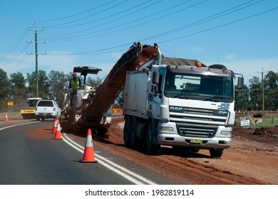 Griffith Australia Oct 29 2020, Work Gang An Equipment Doing Road Maintenance