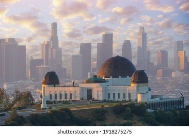 The Griffith Observatory and Los Angeles city skyline at twilight - Powered by Shutterstock