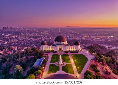 Griffith Observatory At Sunset Aerial