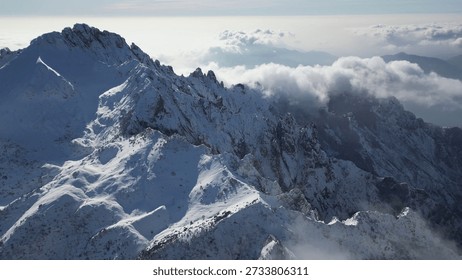 Grignetta Peak Emerging Above Clouds Aerial Alpine Landscape