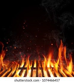 Grill Background - Empty Fired Barbecue On Black
 - Shutterstock ID 1074466457