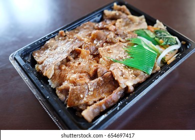 Grill Pork Rice Box Set. Pork Belly Is A Boneless Cut Of Fatty Meat From The Belly Of A Pig. Pork Belly Is Popular In East Asian, European And North American Cuisine.