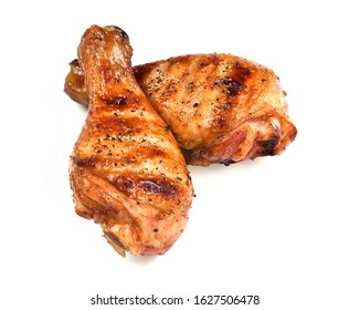 Grill Roast Bbq Chicken Leg Isolated On White Background
