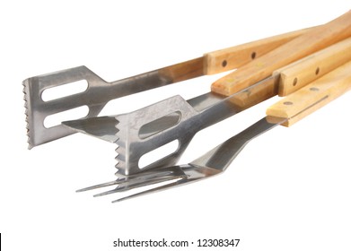 Grill Utensils Isolated On A White Background
