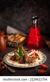 Grilled Antrikot Steak With Vegetables, Beef Entrecôte Steak