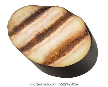 Grilled Aubergine Slice With Grill Streaks, Isolated