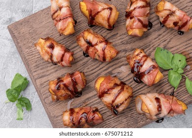 Grilled Bacon Wrapped Peach