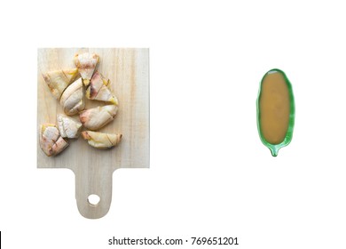 Grilled Banana With Coconut Source Split White Background