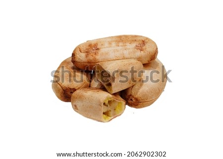 Grilled bananas, close-up, on a white background