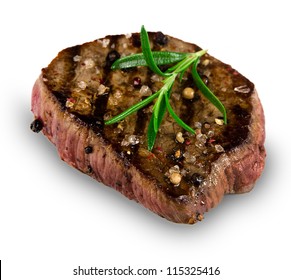 Grilled Bbq Steak On White Background