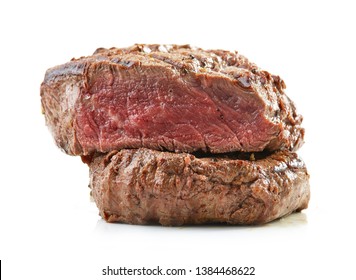grilled beef fillet steak meat isolated on white background - Shutterstock ID 1384468622