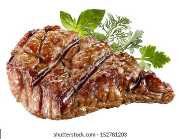 Grilled Beef Steak Isolated. Clipping Path