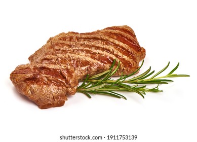 Grilled Beef Steak, Isolated On White Background.