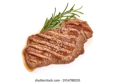 Grilled Beef Steak, Isolated On White Background.