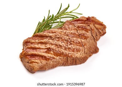 Grilled Beef Steak, Isolated On White Background.