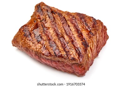 Grilled Beef Steak, Isolated On White Background.