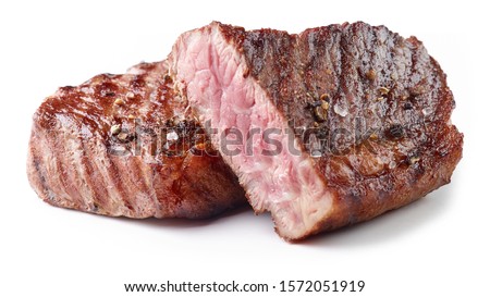 Grilled Beef Steak Isolated on white background