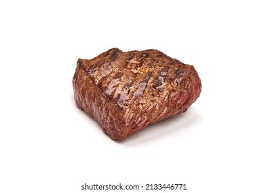 Grilled Beef Steak, Medium Rare Steak, Isolated On White Background