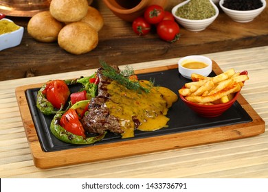 Grilled Beef Steak With Yellow Sauce