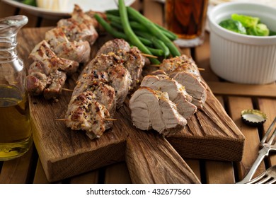 Grilled Braided Pork With Green Beans And Honey Mustard Sauce