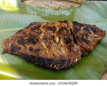 Grilled Carp On A Banana Leaf