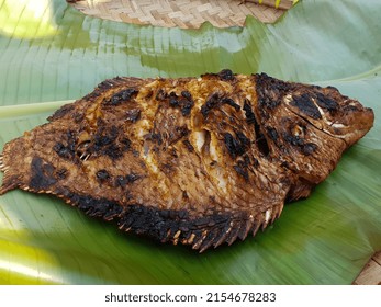 Grilled Carp On A Banana Leaf