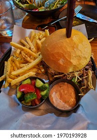 Grilled Chees Burger With Fries 