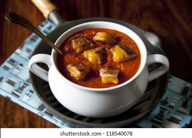 Grilled Cheese Croutons And Tomato Soup