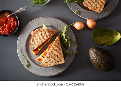 Grilled Cheese Sandwich With Avocado And Tomato