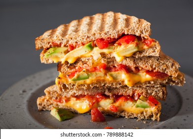 Grilled Cheese Sandwich With Avocado And Tomato