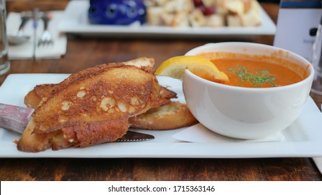 A Grilled Cheese Sandwich And A Crab Bisque For Saturday Brunch