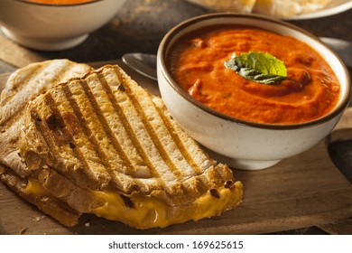 Grilled Cheese Sandwich With Creamy Tomato Basil Soup