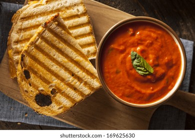 Grilled Cheese Sandwich With Creamy Tomato Basil Soup