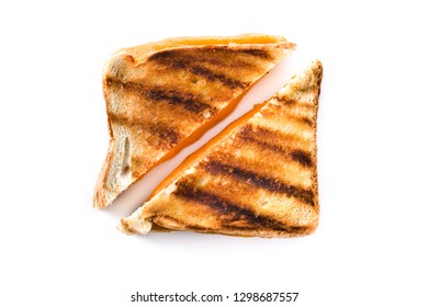 Grilled Cheese Sandwich Isolated On White Background. Top View