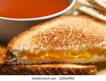 Grilled Cheese Sandwich With Tomato Soup.