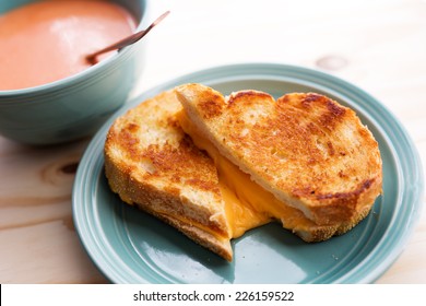 Grilled Cheese Sandwich With Tomato Soup. 