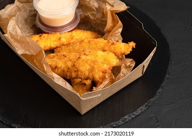 Grilled Cheese, Cheese Sticks On A Black Background, Side View