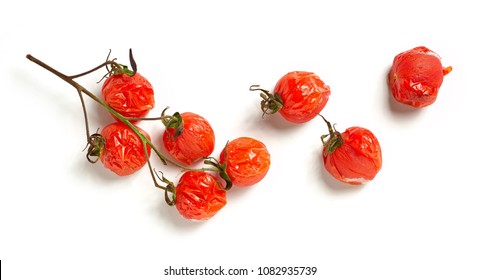 Grilled Cherry Tomatoes Isolated On White Background, Top View