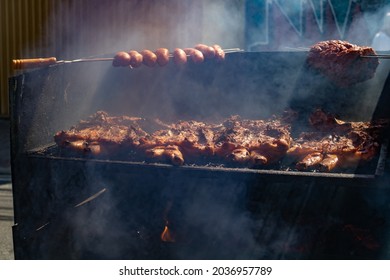 Grilled Chicken Around Soccer Stadium, Authentic Street Food - Engenho De Dentro, Rio De Janeiro - Brazil.