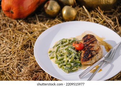 Grilled Chicken Filled With Green Beans