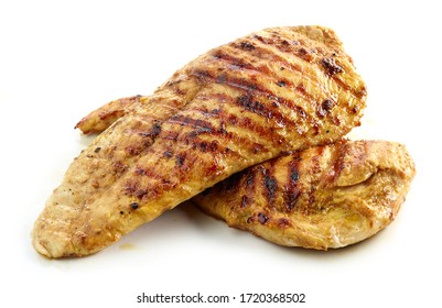 grilled chicken fillet meat isolated on white background