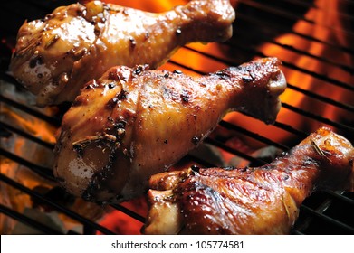 Grilled Chicken Leg On The Grill