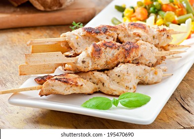 Grilled Chicken On Bamboo Skewers