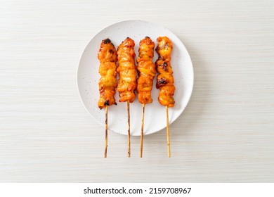 grilled chicken skewer yakitori serve in izakaya style - Asian food style
