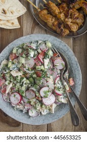 Grilled Chicken Skewers With Fattoush Salad