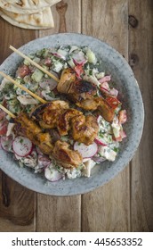 Grilled Chicken Skewers With Fattoush Salad