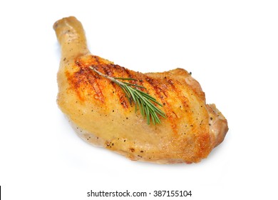 Grilled chicken thigh isolated on white background - Shutterstock ID 387155104