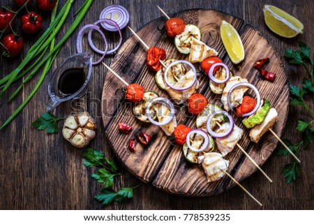 Similar – Image, Stock Photo Make your own chicken skewers with vegetables